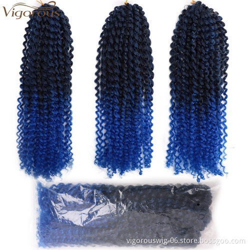 Vigorous 8 inch Ombre Blue  Crochet Braid Marley Braids Synthetic Afro Kinky Jerry Curl Braiding Hair Extensions for Women